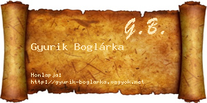 Gyurik Boglárka névjegykártya